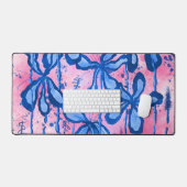 Abstracte inktbloemen roze blauw bureaumat (Keyboard & Muis)