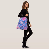 Abstracte Inktbloemen Roze & Blauw Crossbody Tas (Op model)
