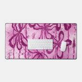 Abstracte inktbloemen roze bureaumat (Keyboard & Muis)