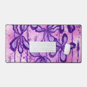 Abstracte Inktbloemen Roze Paarse Bureaumat (Keyboard & Muis)
