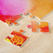 Abstracte inktkunst geel rood en roze legpuzzel (Zijkant)