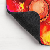 Abstracte inktkunst geel rood en roze muismat (Hoek)