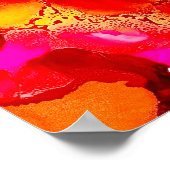 Abstracte inktkunst geel rood en roze poster (Hoek)