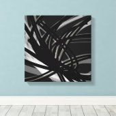Abstracte inktlinten voor zwart-wit | Schaduwen en Canvas Afdruk (Insitu (Houten vloer))