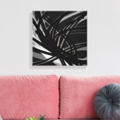 Abstracte inktlinten voor zwart-wit | Schaduwen en Canvas Afdruk (Insitu (Woonkamer))