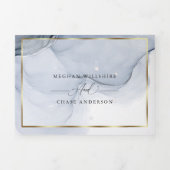 Abstracte inktmosterd blauw moes plum tri-Fold Inv Drieluik Uitnodiging (Cover)