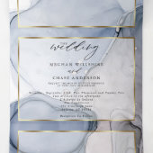 Abstracte inktmosterd blauw moes plum tri-Fold Inv Drieluik Uitnodiging (Binnenkant midden)