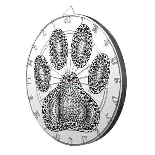 Abstracte inktpagina afdrukken dartbord (Voorkant Rechts)