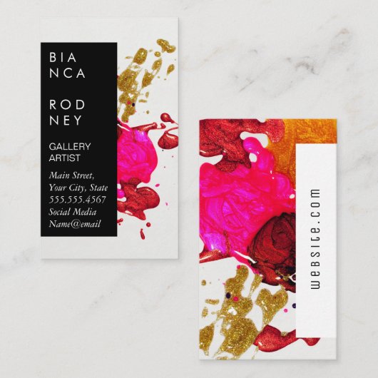 Abstracte inktspetter | Moderne kunstenaar Visitekaartje (Voorkant / Achterkant)