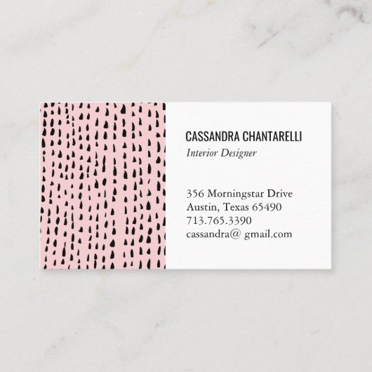 Abstracte inktstippen op roze visitekaartjes (Achterkant)