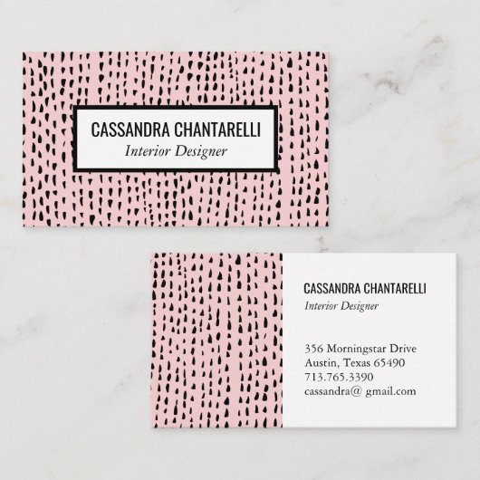 Abstracte inktstippen op roze visitekaartjes (Voorkant / Achterkant)