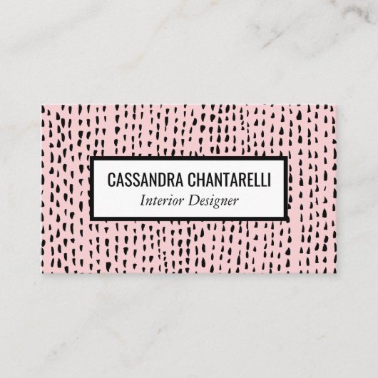 Abstracte inktstippen op roze visitekaartjes (Voorkant)