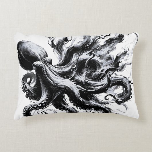 Abstracte inktvloeistof Octopus Kraken Accent Kussen (Voorkant)