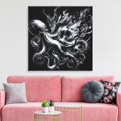 Abstracte inktvloeistof Octopus Kraken Canvas Afdruk (Insitu (Woonkamer))