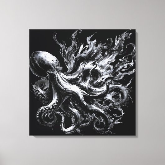 Abstracte inktvloeistof Octopus Kraken Canvas Afdruk (Voorkant)