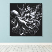 Abstracte inktvloeistof Octopus Kraken Canvas Afdruk (Insitu (Houten vloer))