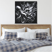 Abstracte inktvloeistof Octopus Kraken Canvas Afdruk (Insitu (Slaapkamer))