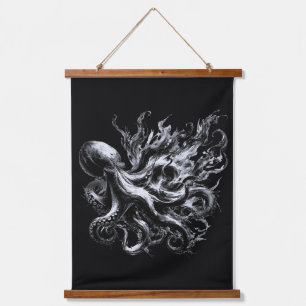 Abstracte inktvloeistof Octopus Kraken Hangend Wandkleed