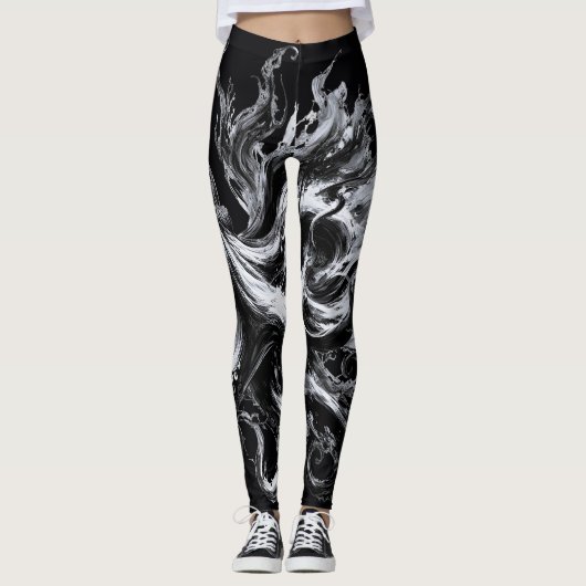 Abstracte inktvloeistof Octopus Kraken Leggings (Voorkant)
