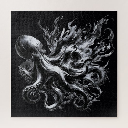 Abstracte inktvloeistof Octopus Kraken Legpuzzel (Verticaal)