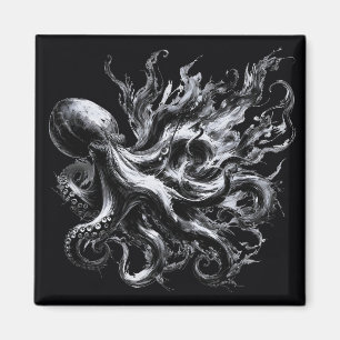 Abstracte inktvloeistof Octopus Kraken Magneet