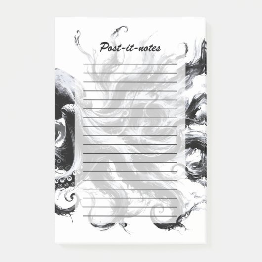 Abstracte inktvloeistof Octopus Kraken Post-it® Notes (Voorkant)