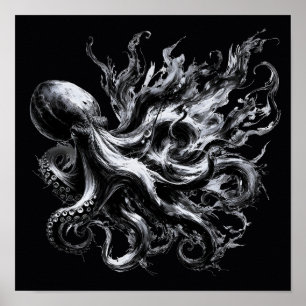 Abstracte inktvloeistof Octopus Kraken Poster