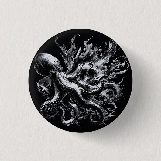 Abstracte inktvloeistof Octopus Kraken Ronde Button 3,2 Cm (Voorkant)
