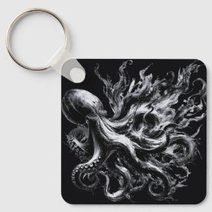 Abstracte inktvloeistof Octopus Kraken Sleutelhanger