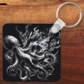 Abstracte inktvloeistof Octopus Kraken Sleutelhanger (Achterkant)