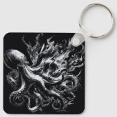 Abstracte inktvloeistof Octopus Kraken Sleutelhanger (Achterkant)