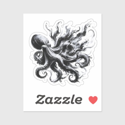 Abstracte inktvloeistof Octopus Kraken Sticker (Vel)