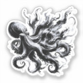 Abstracte inktvloeistof Octopus Kraken Sticker (Voorkant)