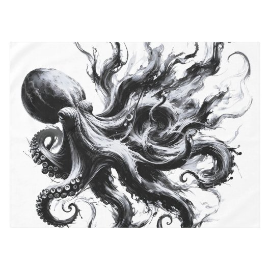 Abstracte inktvloeistof Octopus Kraken Tafelkleed (Voorkant (Horizontaal))