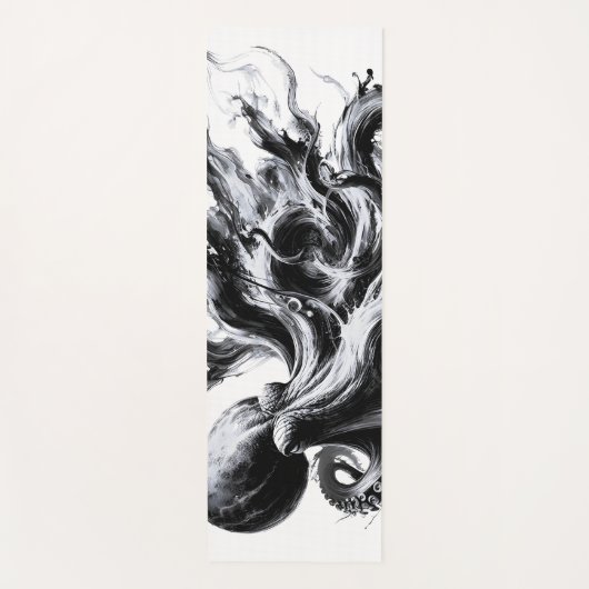 Abstracte inktvloeistof Octopus Kraken Yogamat (Voorkant)