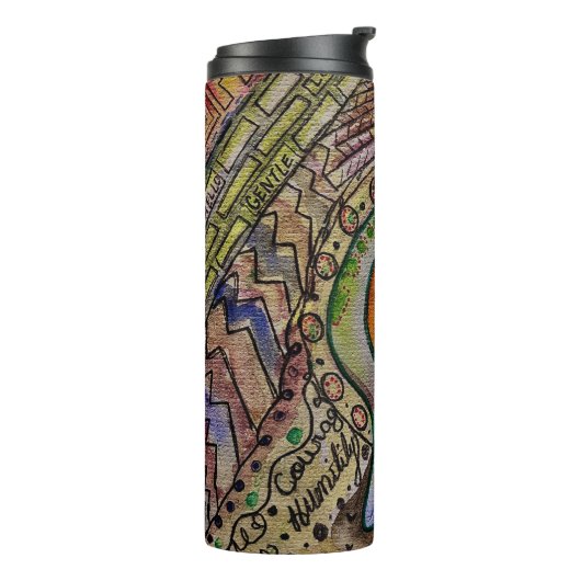 Abstracte Inner Peace Tumbler Thermosbeker (Gedraaid links)