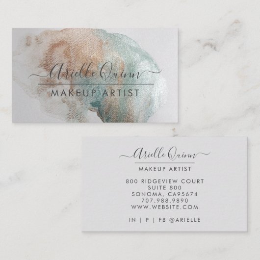 Abstracte Iridescent Waterverf Makeup Artist Visitekaartje (Voorkant / Achterkant)
