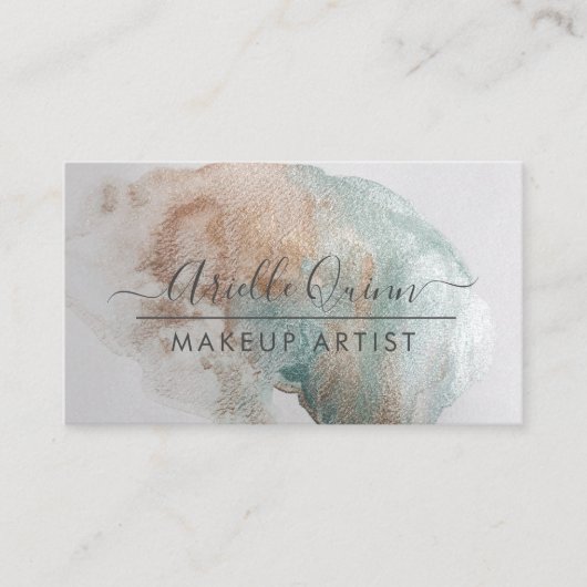 Abstracte Iridescent Waterverf Makeup Artist Visitekaartje (Voorkant)