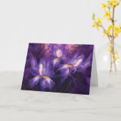 Abstracte Iris Flowers: "Fijne verjaardag!" groet Kaart (Gele Bloem)