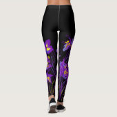 Abstracte Iris Flowers op zwart-kleurig Leggings (Achterkant)