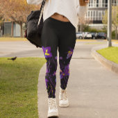 Abstracte Iris Flowers op zwart-kleurig Leggings