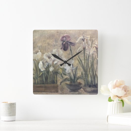 Abstracte iris in potten vierkante klok (Huis)