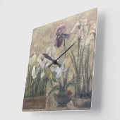 Abstracte iris in potten vierkante klok (Hoek)