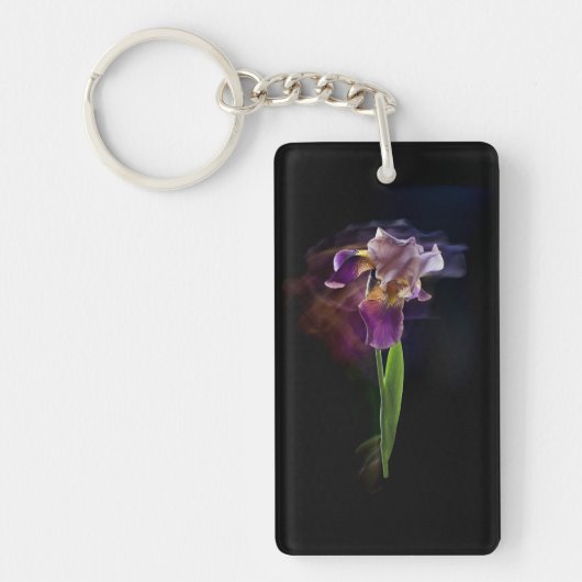 Abstracte Irisbloem – Elegante Bloemschilderkunst Sleutelhanger (Voorkant)