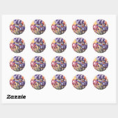 Abstracte irisbloemen ronde sticker (Vel)