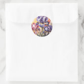 Abstracte irisbloemen ronde sticker (Tas)