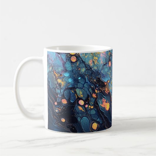 Abstracte iriserende kunst Mok (Links)