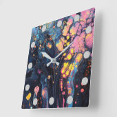 Abstracte iriserende kunstwandklok vierkante klok (Hoek)