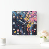 Abstracte iriserende kunstwandklok vierkante klok (Huis)