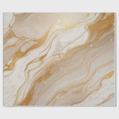 Abstracte ivoren marmeren textuur met gouden accen cadeaupapier (Vlak)